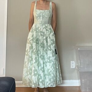 NWT Lulu's Mint Green Floral Dress with Square Neck